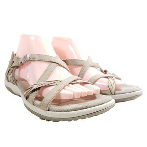 Skechers Women’s Size 9 Outdoor Sandals Beige Gray Floral Pattern Straps